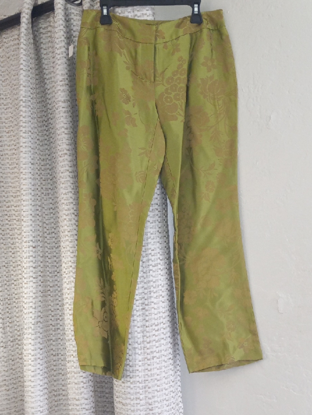 INC International Concepts Olive Green Floral Brocade Pants